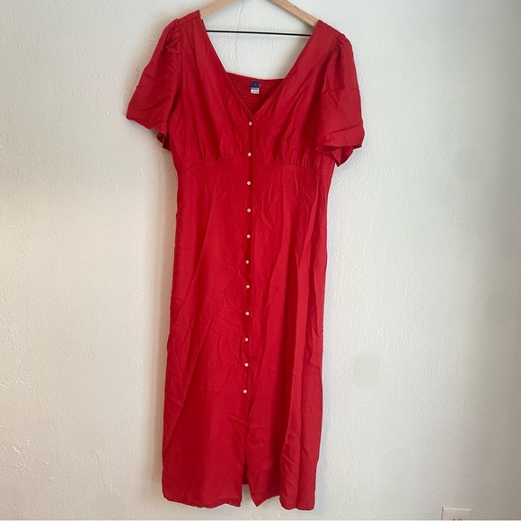 Old‎ Navy Red Puff Sleeve Sundress - Picture 1 of 8